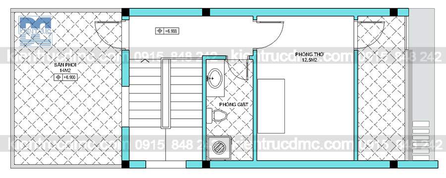 Mau thiet ke nha pho 3 tang tren dien tich 55m2