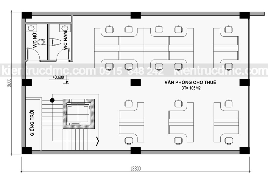 Mau thiet ke nha o ket hop kinh doanh 8 tang tren dien tich 119m2