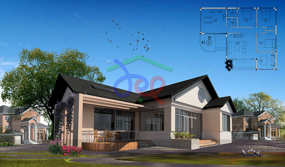 Giới thiệu thiết kế nhà vườn 120m2 2 tầng 1 mặt tiền đẹp có 4 phòng ngủ  BT125058  Kiến trúc Angcovat