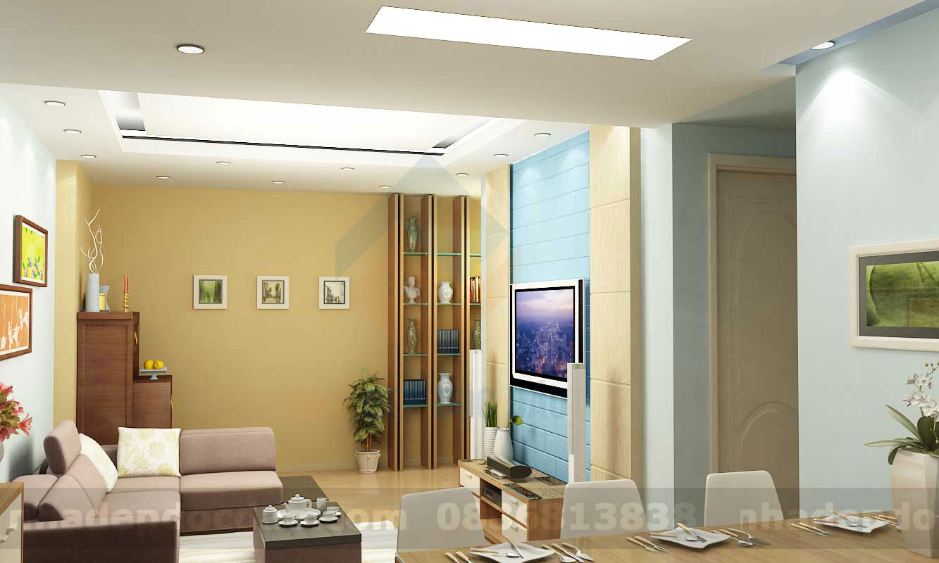 Mẫu thiết kế nội thất chung cư diện tích 65m2 phong cách hiện đại